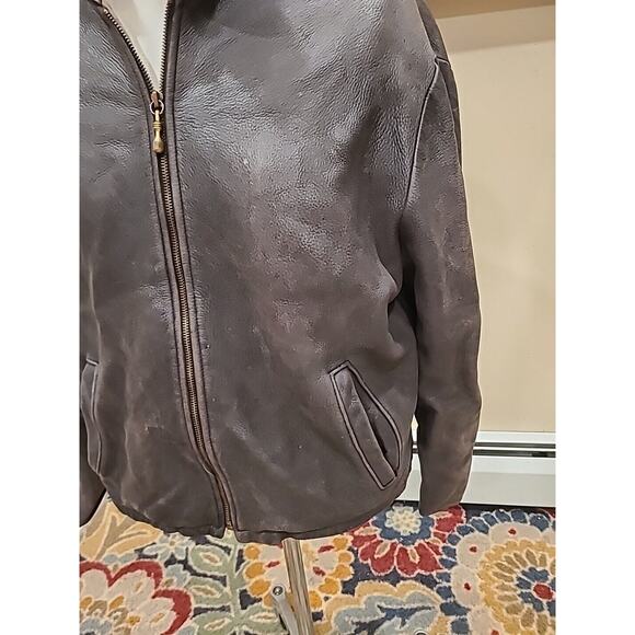 THE ORIGINAL LEATHER LINE NYC VINTAGE LEATHER JACKET SIZE 44 BROWN - Picture 5 of 12